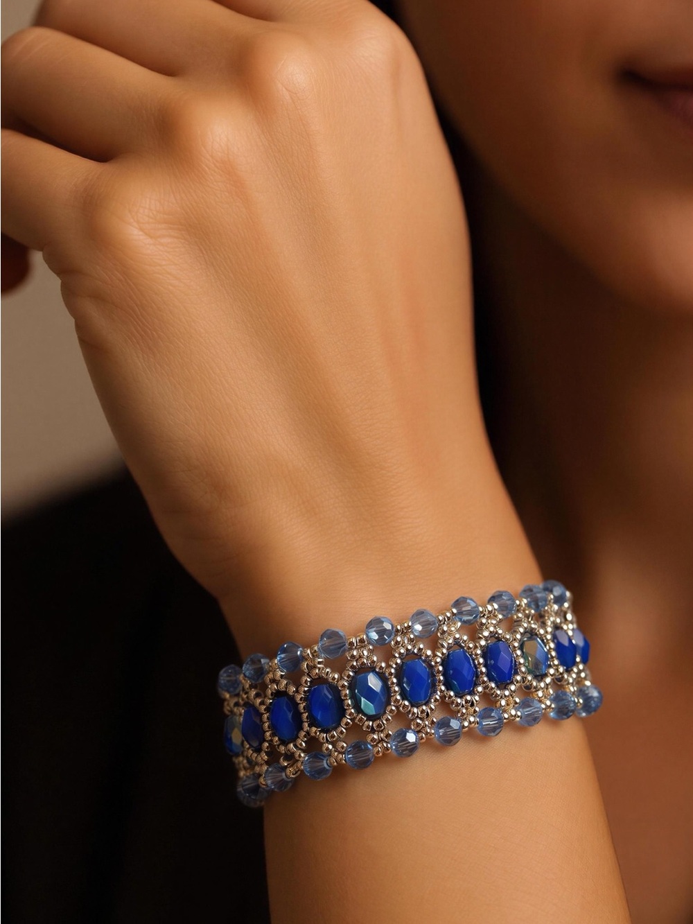 Blue handmade Beaded Bracelet - - Picture 4 of 5